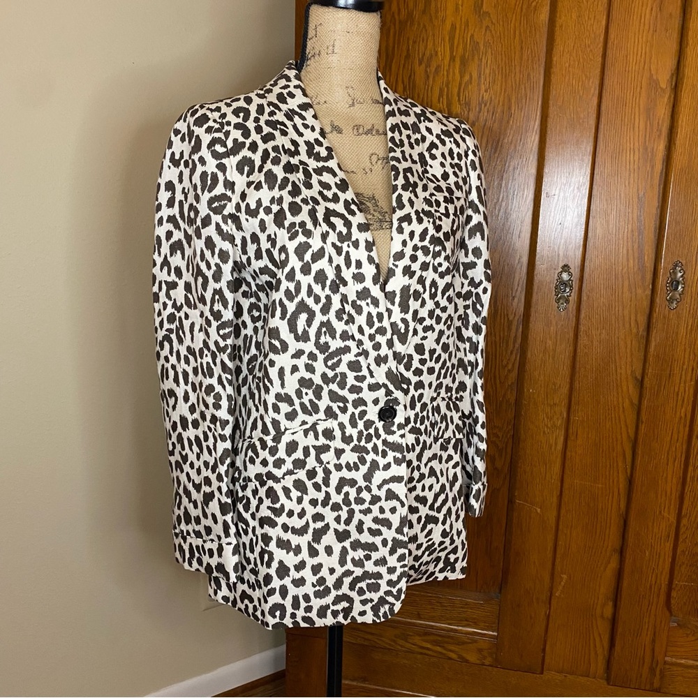 J.Crew Women’s Linen Leopard Blazer Size 4